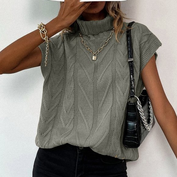 Grey Preppy womens Solid Turtleneck Knit Top - Picture 4 of 5